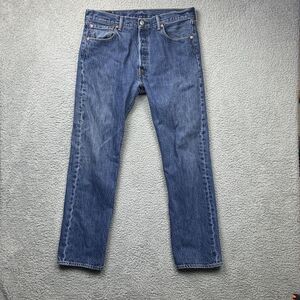 Levis 501 Jeans Mens 34 Blue Denim Straight Leg Button Fly Classic 501c